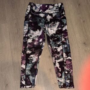 TKO Splatter Print Leggings - Black, Purple, White